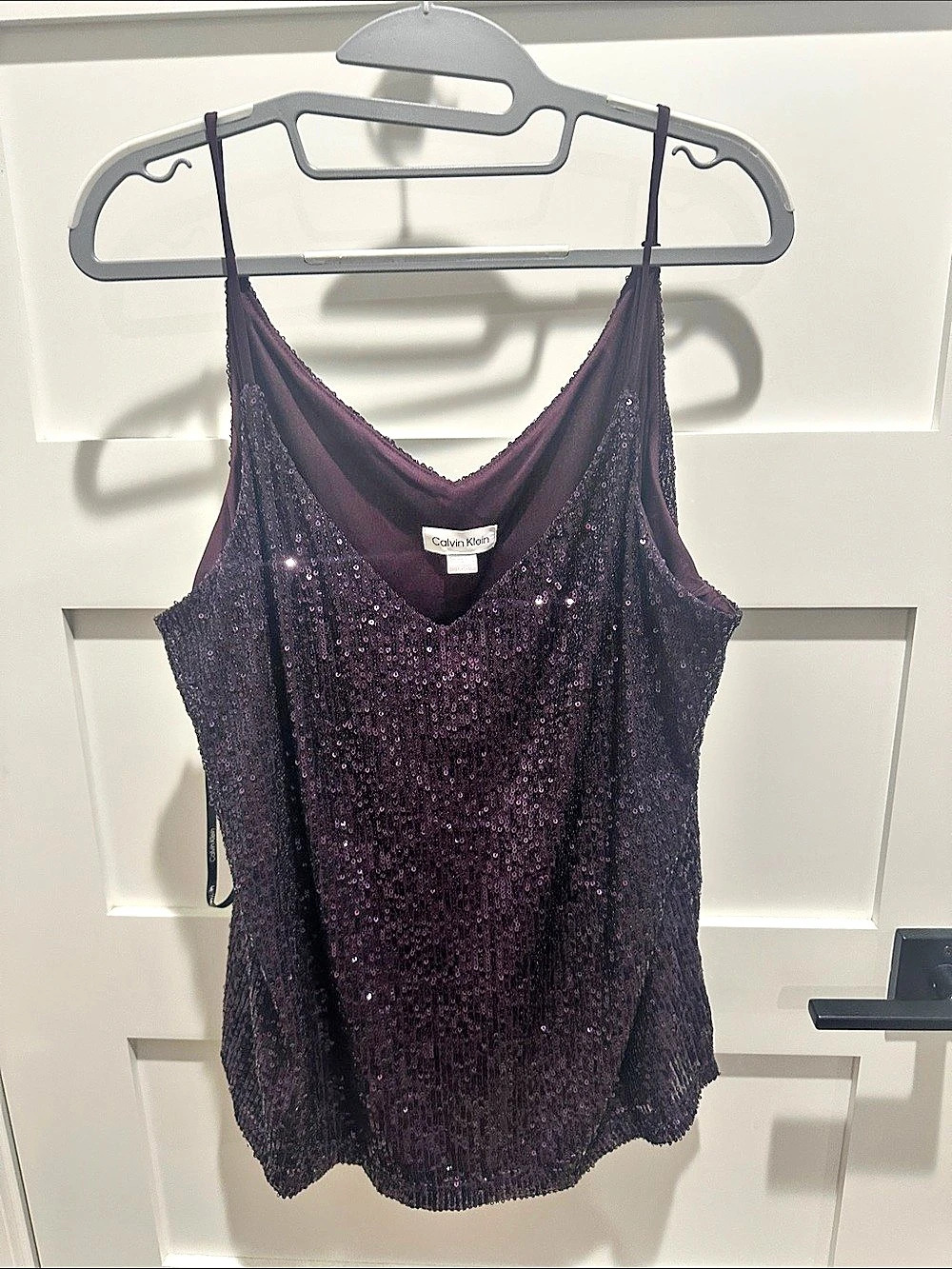 Calvin Klein Sequin Strappy Camisole Purple Large